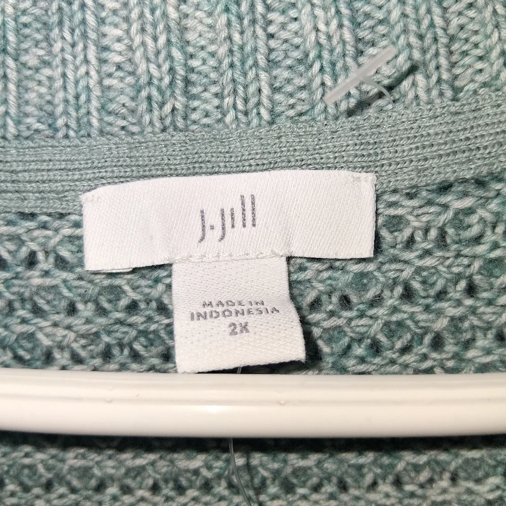 J Jill NWT Light Blue Textured Knit Cotton Blend Sweater Vest 2X